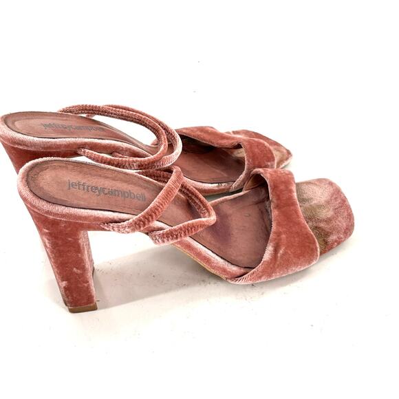 Jeffrey Campbell Velvet Heels 8 Rose Mauve Pink 90s Y2K Mules Slip On Glam - Picture 2 of 7